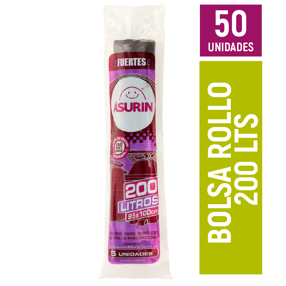 BOLSAS P/ RESIDUOS ROLLO 200L X 5 UNIDADES