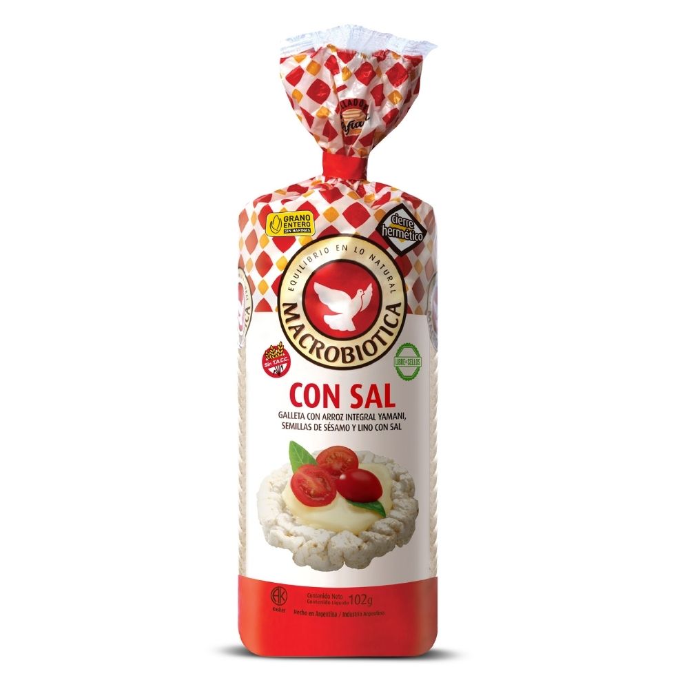 GALLETA DE ARROZ INTEGRAL YAMANI CON SEMILLAS DE LINO Y SESAMO CON SAL - MACROBIOTICA 102GR