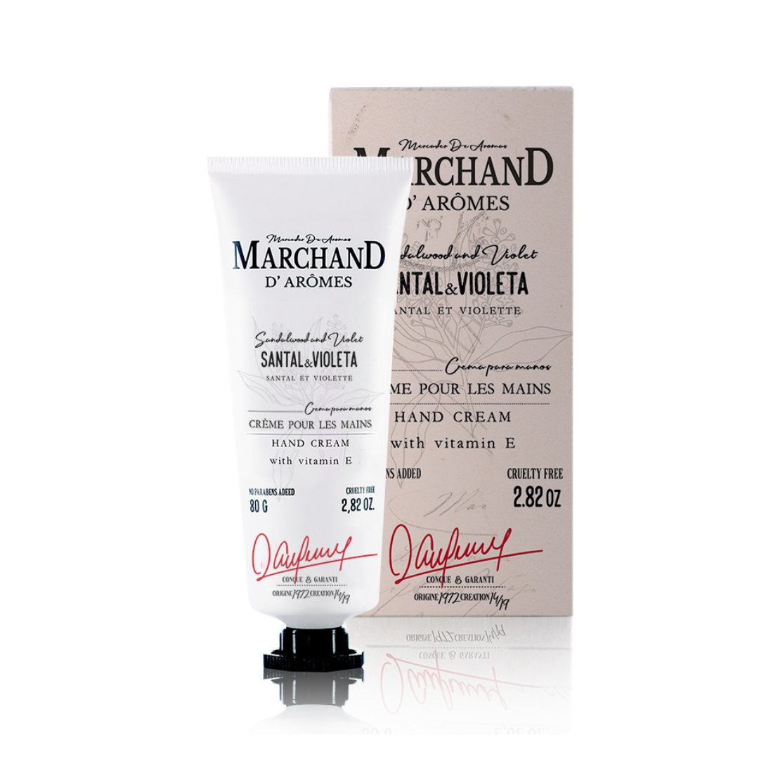 CREMA DE MANOS EN CAJA SANTAL Y VIOLETA