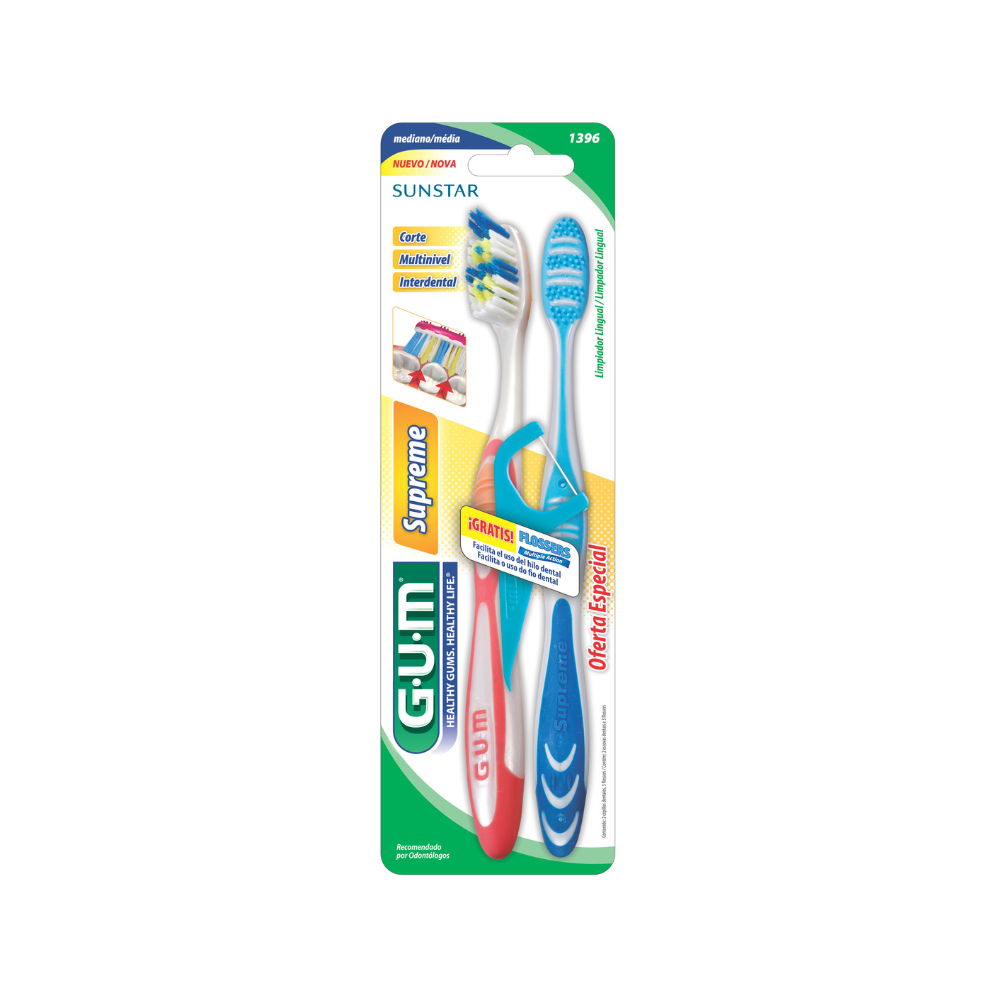 CEPILLO GUM SUPREME X 2 + FLOSSER