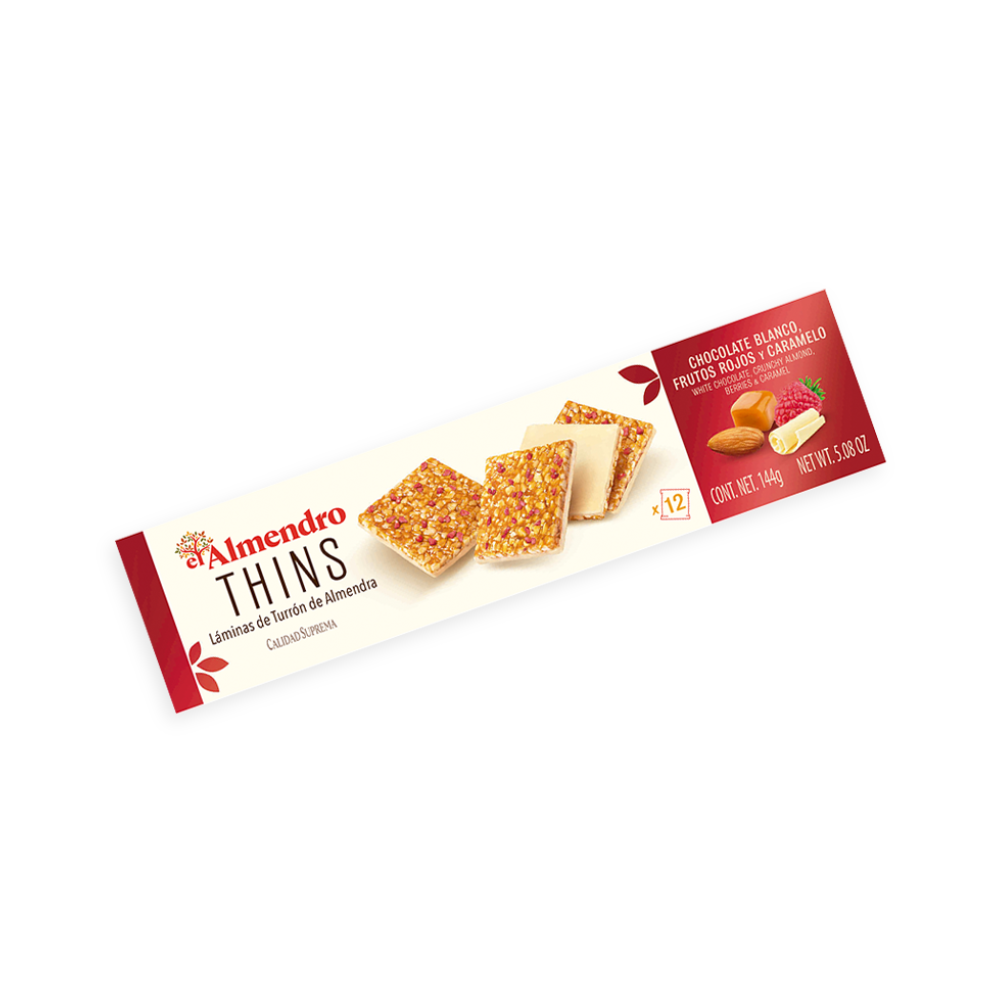 THINS CHOCO BLANCO FRUTOS ROJOS 144G