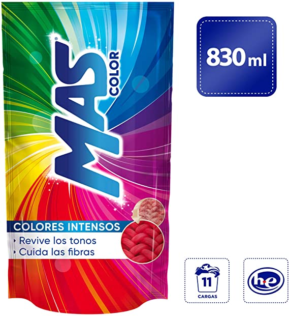 JABON PARA ROPAS LIQUIDO MAS COLOR 830ml