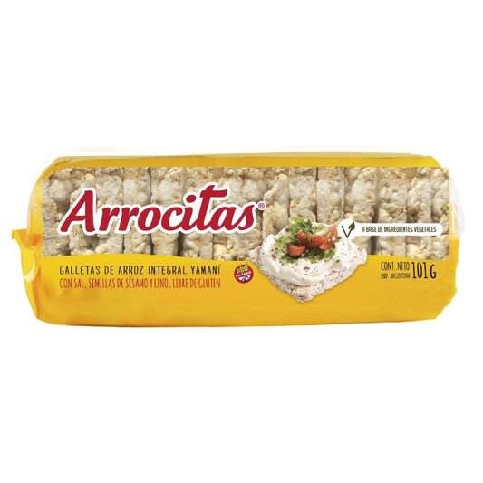 GALLETA DE ARROZ INTEGRAL YAMANI CON SAL, SEMILLAS DE SESAMO Y LINO - ARROCITAS 101GR