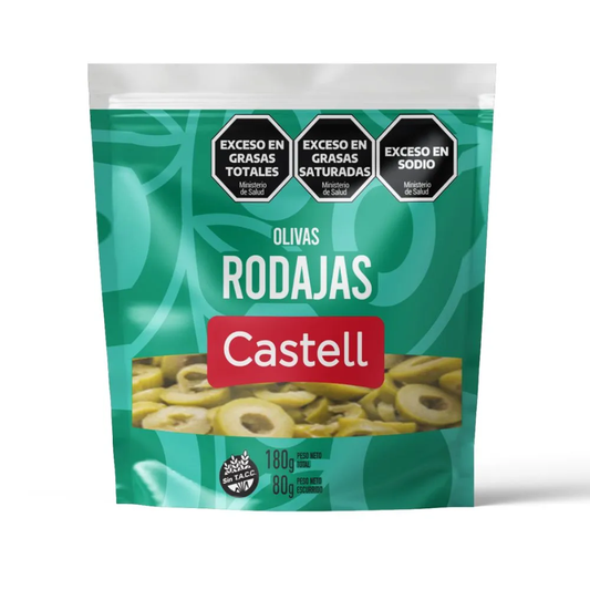 ACEITUNAS VERDES RODAJAS DOY PACK  CASTELL