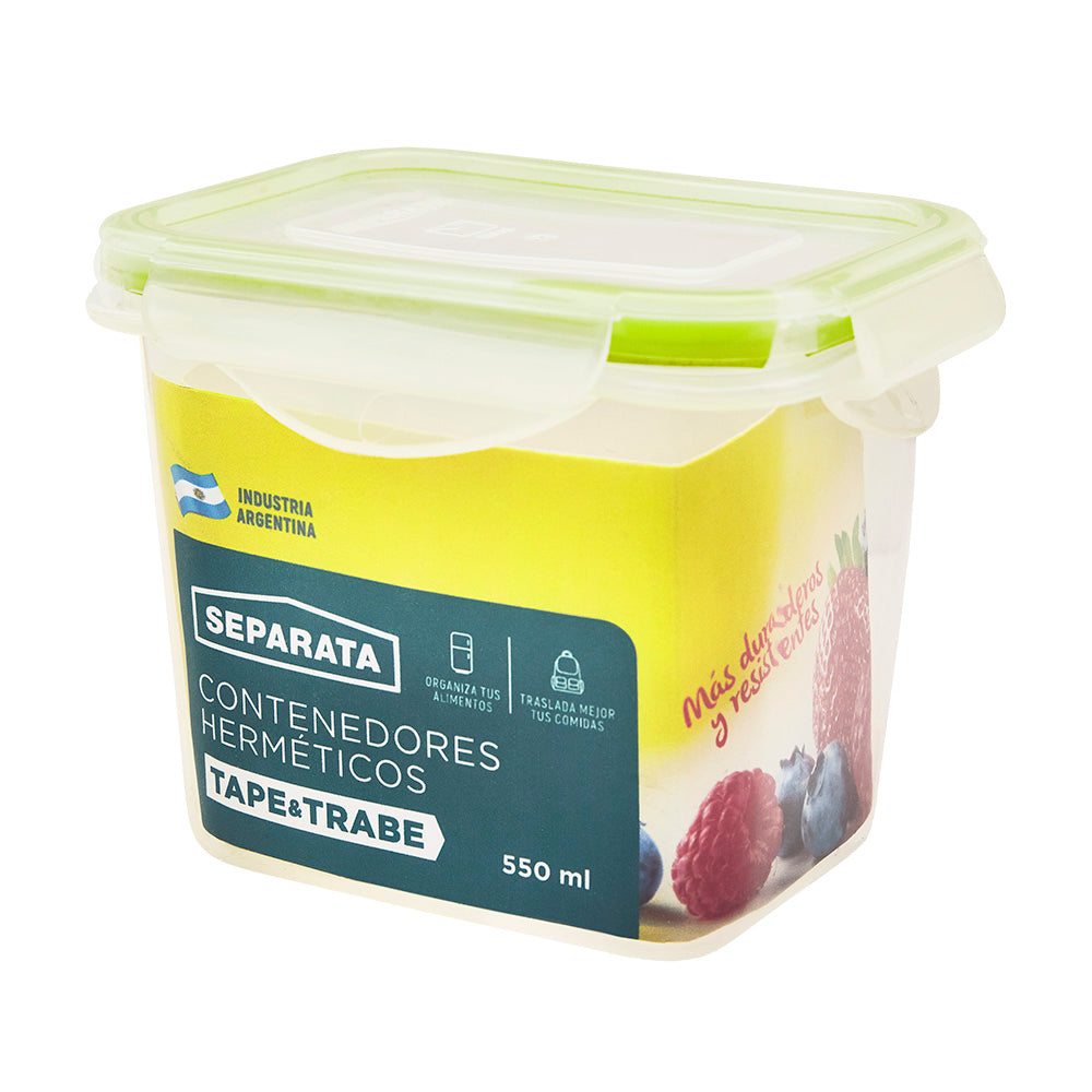 TAPE Y TRABE CONTENEDOR DE PLASTICO 550ML SEPARATA