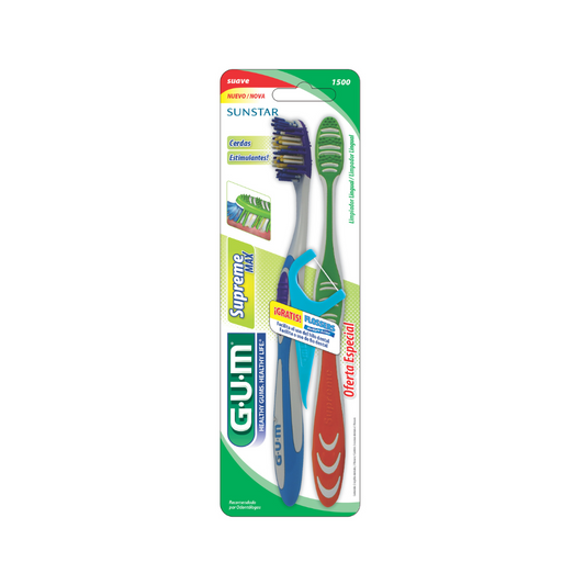 CEPILLO GUM SUPREME MAX X 2 + FLOSSER