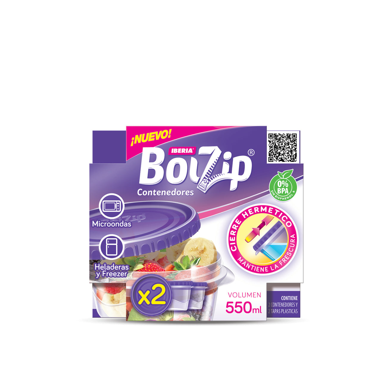 BolZip Contenedores Redondos 2UN X 550ML