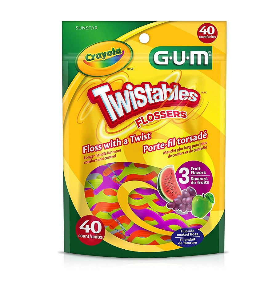 GUM CRAYOLA KIDS TWISTABLES FLOSSERS X 40 UND