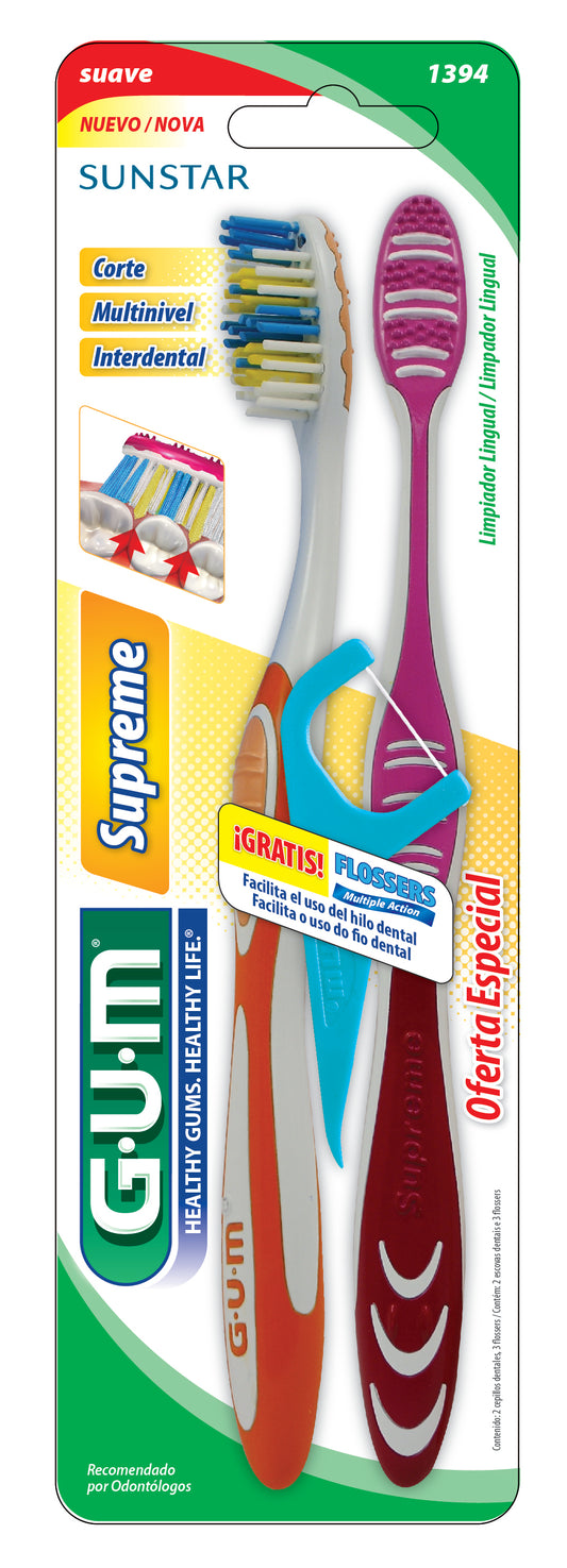 CEPILLO GUM SUPREME X 2 + FLOSSER