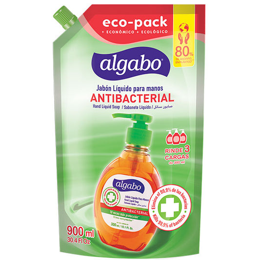 JABON LIQUIDO ALGABO DOY PACK ANTIBACTERIAL 900 ML