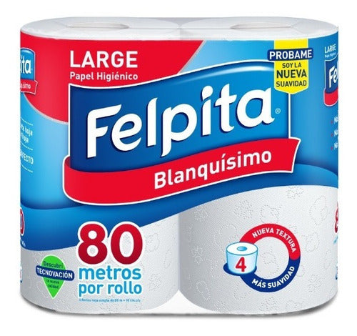 PAPEL HIGIÉNICO X 4 BLANQUISIMO 80 M FELPITA